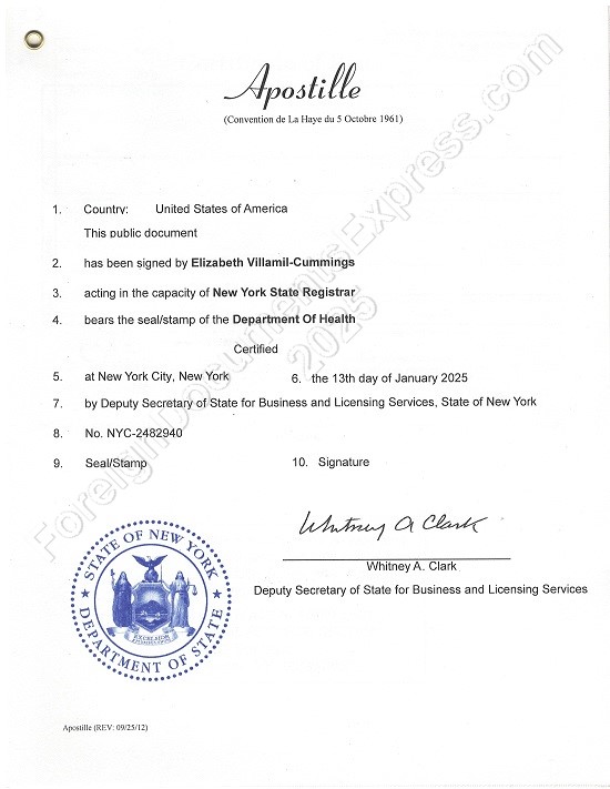 New York apostille